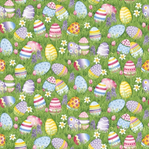 Hoppy Hunting Easter Eggs In The Grass Fabric